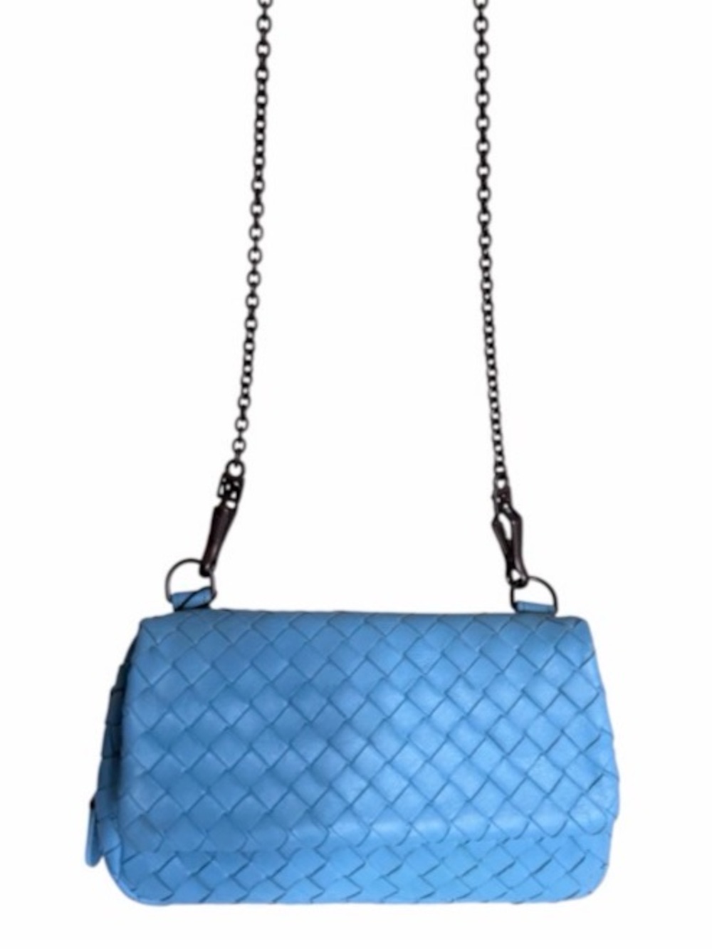 Bottega Veneta Olimpia Intrecciato Gunmetal Shoulder Bag Clutch Crossbody & COA